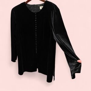 Vintage 80’s black widow velvet faux button whimsigoth flowy tunic top starlet